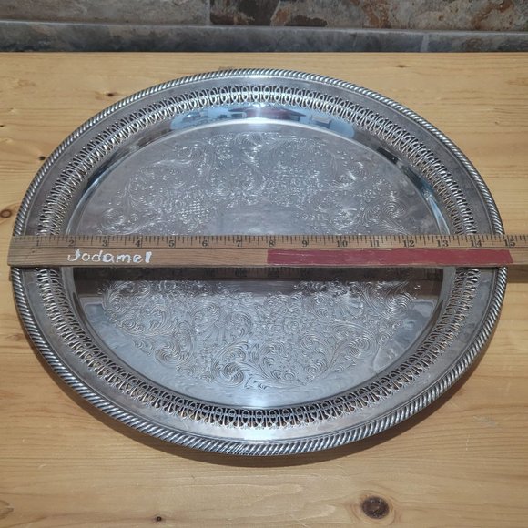 VTG WM Rogers 172 Round Metal Serving Platter 15" - Picture 8 of 16